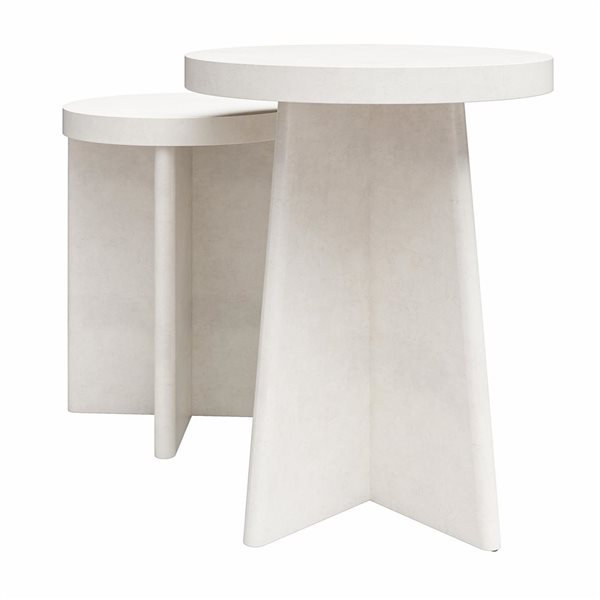 Ameriwood Home Liam End Tables, Set of 2, Faux Plaster