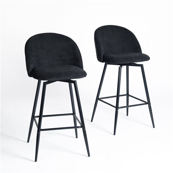 Tabouret de comptoir Homy Casa 26 po en velours noir