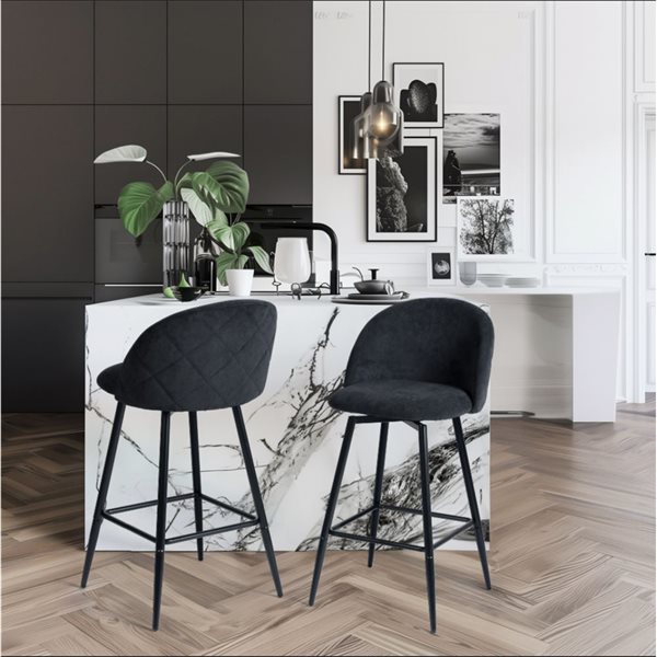 Tabouret de comptoir Homy Casa 26 po en velours noir