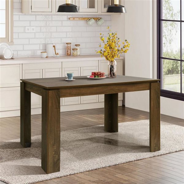 Homy Casa 63-in Farmhouse Brown Rectangle Dining Table