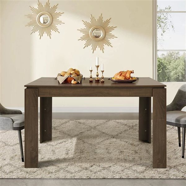 Homy Casa 63-in Farmhouse Brown Rectangle Dining Table