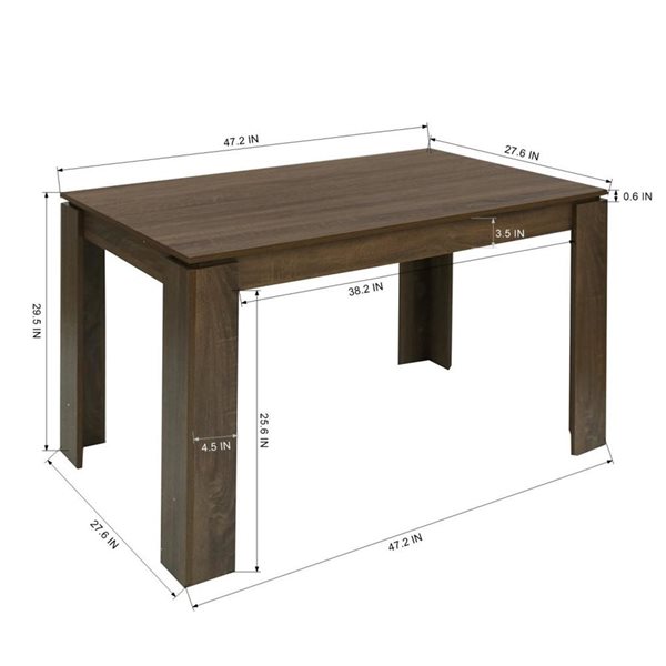 Homy Casa 63-in Farmhouse Brown Rectangle Dining Table