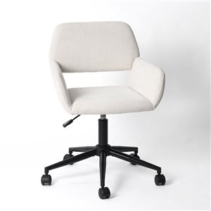 Homy Casa Beige Office Chair with Chrome Base