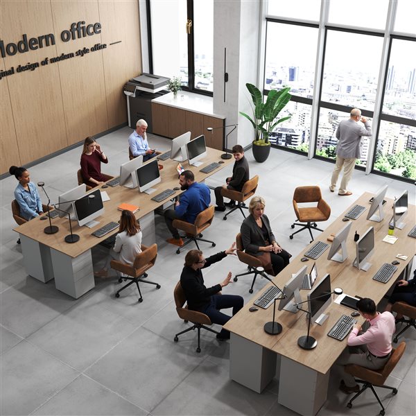 Homy Casa Chaise de Bureau à Hauteur Réglable avec Rembourrage et Support Lombaire Moyen avec Accoudoirs en Tissu Beige