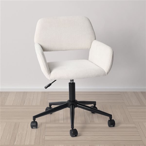 Homy Casa Chaise de Bureau à Hauteur Réglable avec Rembourrage et Support Lombaire Moyen avec Accoudoirs en Tissu Beige