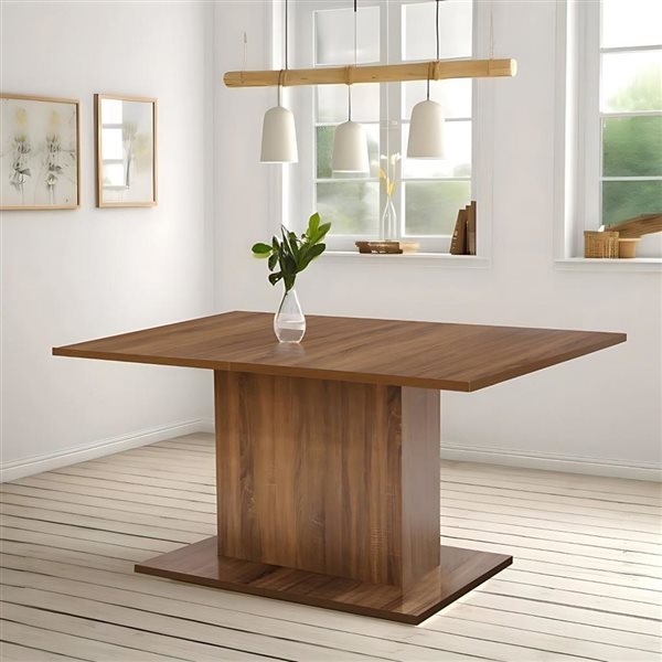 Homy Casa 63-in Farmhouse Brown Trestle Base Dining Table