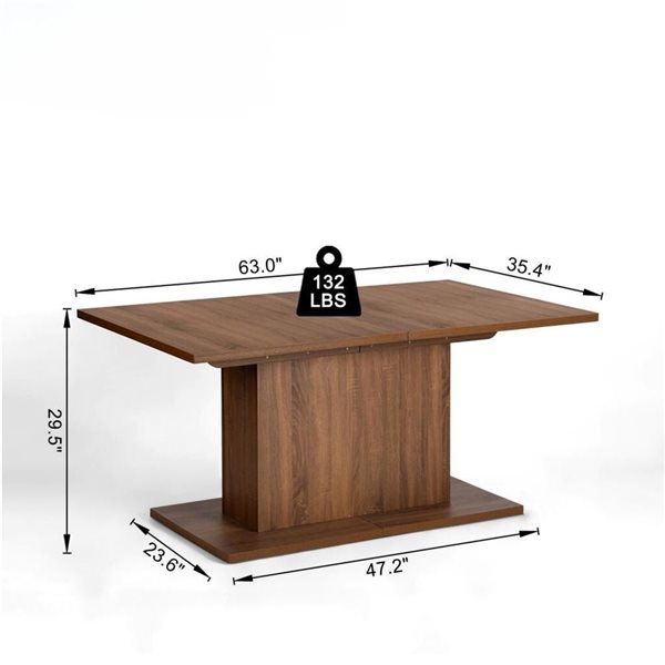 Homy Casa 63-in Farmhouse Brown Trestle Base Dining Table