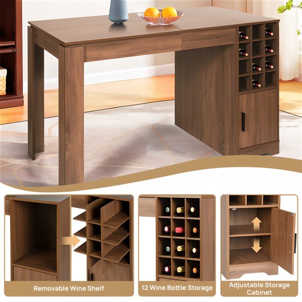 Homy Casa 59-in Multifunctional Desk with Wine Racks, Shelves, and Cabinet