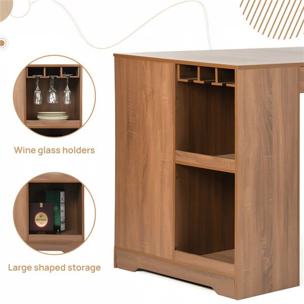 Homy Casa 59-in Multifunctional Desk with Wine Racks, Shelves, and Cabinet