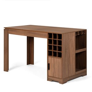 Homy Casa 59-in Multifunctional Desk with Wine Racks, Shelves, and Cabinet