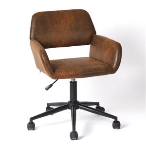 Homy Casa Brown Office Chair with Chrome Base