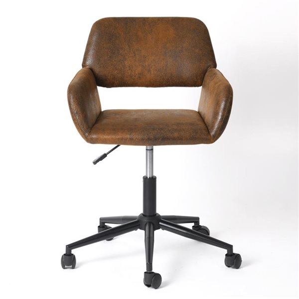 Homy Casa Brown Office Chair with Chrome Base