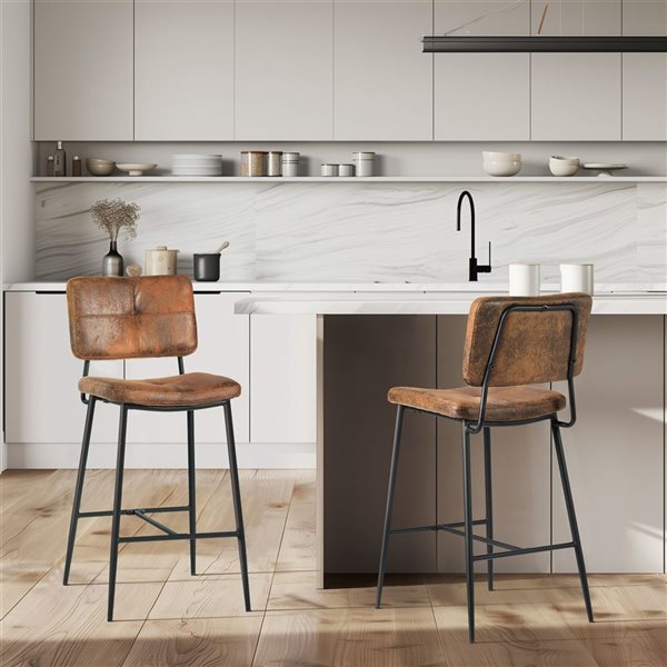 Homy Casa 27-in Brown Bar Chair