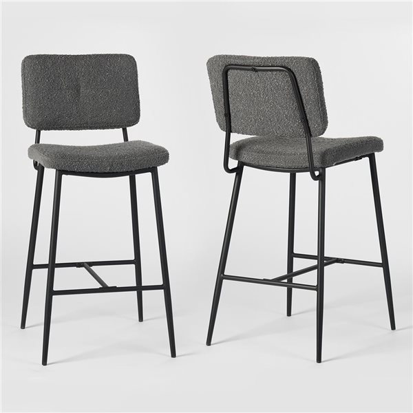 Homy Casa 27-in Grey Bouclé Bar Chairs