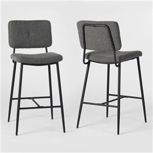 Homy Casa 27-in Grey Bouclé Bar Chairs