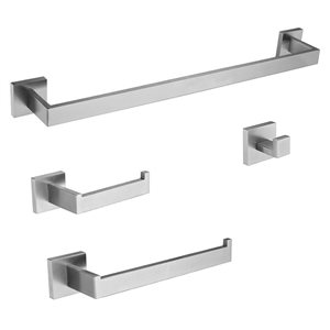Agua Canada Dennis Polished Chrome 4-Piece Modern Square Bathroom Accessory Set