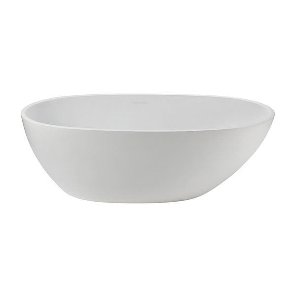 Agua Canada Boho 66-in Matte White Acrylic Oval Freestanding Bathtub w/ Centre Drain and Overflow