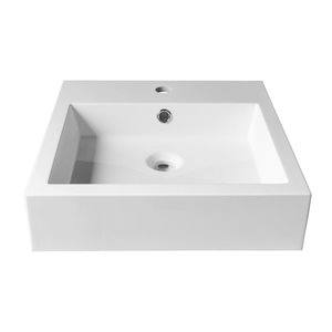 Agua Canada Lori 18 x 18-in Glossy White Acrylic Drop-In Square Vessel Sink