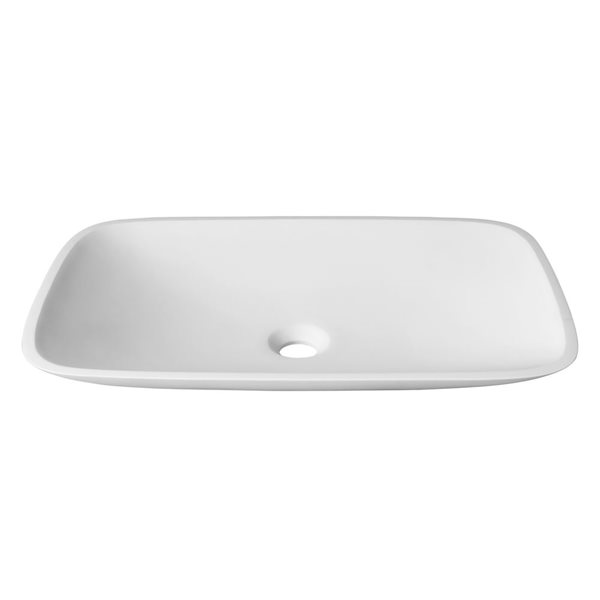 Agua Canada Francesca 23 x 15-in Matte White Composite Rectangular Vessel Sink