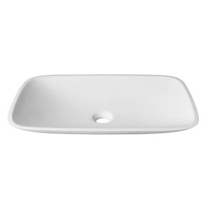 Agua Canada Francesca 23 x 15-in Matte White Composite Rectangular Vessel Sink