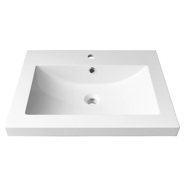 Agua Canada Layla 18 x 24-in Glossy White Acrylic Semi-Recessed Rectangular Vessel Sink