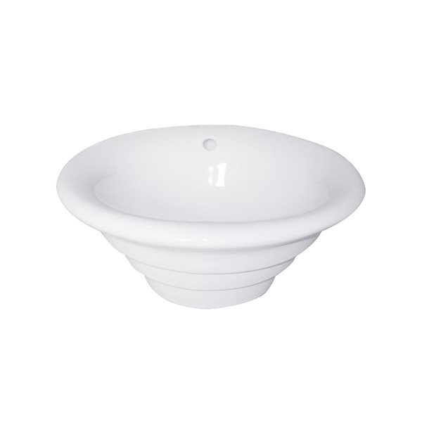 Vasque d'Agua Canada rond conique en porcelaine blanche brillante, 17 po de diamètre