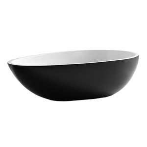 Agua Canada Foho 28 x 18-in Matte Black/White Composite Oval Vessel Sink