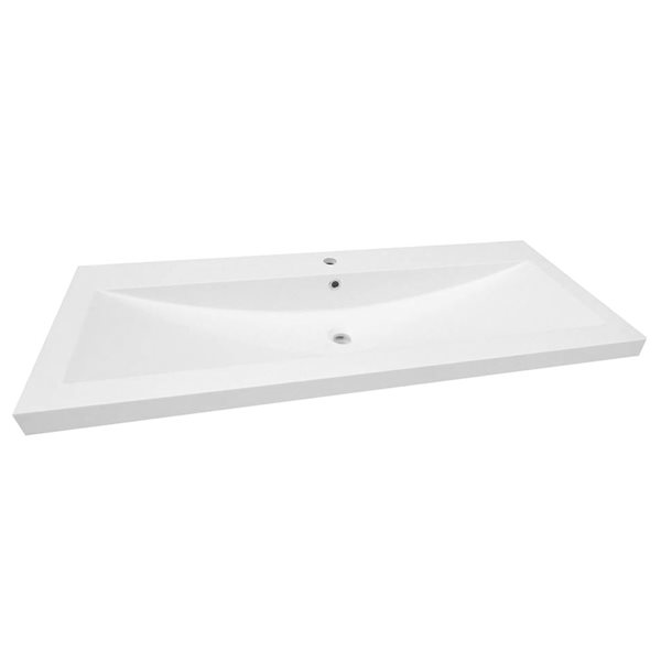 Agua Canada Lennart 18 x 48-in Glossy White Acrylic Semi-Recessed Rectangular Vessel Sink