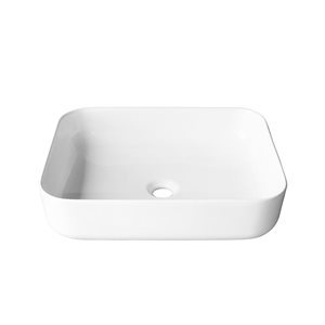 Vasque Fumba d'Agua Canada rectangle en porcelaine blanche brillante 20 x 16 po