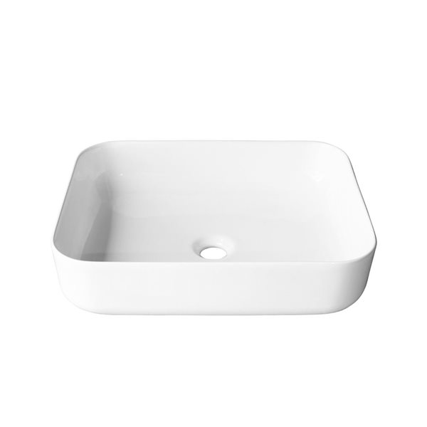 Agua Canada Fumba 20 x 16-in Glossy White Porcelain Rectangular Vessel Sink