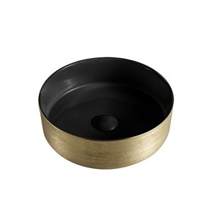 Agua Canada Frido 14-in dia Gold/Black Porcelain Round Vessel Sink