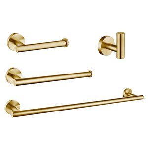Agua Canada Daphne Brushed Brass 4-Piece Modern Round Bathroom Accessory Set