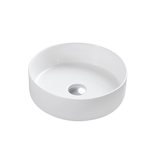 Vasque Frido d'Agua Canada rond 14 po diamètre en porcelaine, blanc lustré