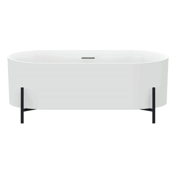 Agua Canada Brisca 66-in Matte White Acrylic Oval Freestanding Clawfoot Bathtub