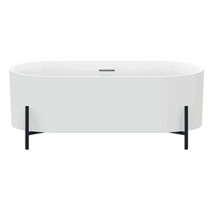 Agua Canada Brisca 66-in Matte White Acrylic Oval Freestanding Clawfoot Bathtub