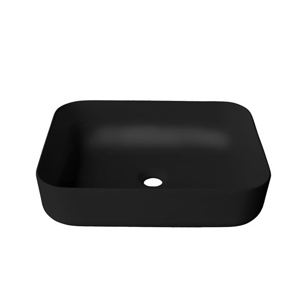 Agua Canada Fumba 20 x 16-in Matte Black Porcelain Rectangular Vessel Sink