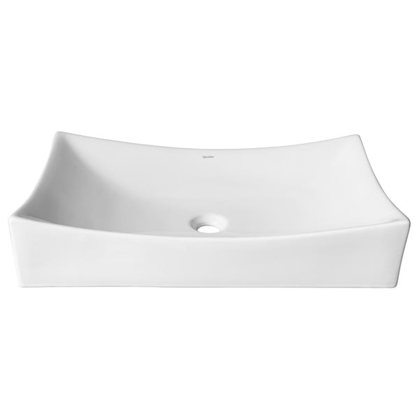 Vasque Florencia d'Agua Canada rectangle en porcelaine blanche brillante 26 x 15 po