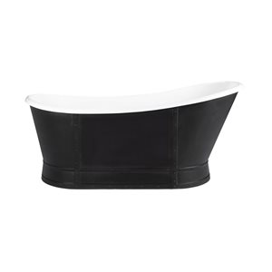 Agua Canada Bueno 66-in Matte Black/White Acrylic Oval Freestanding Bathtub w/ Off-Centre Drain