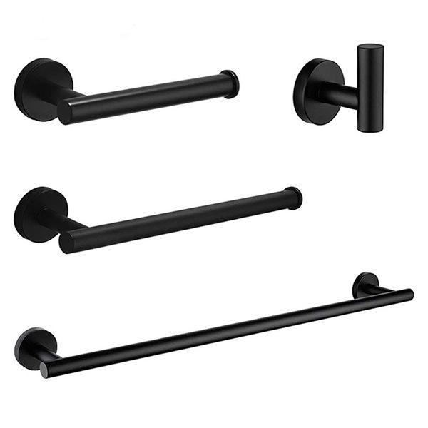 Agua Canada Daphne Matte Black 4-Piece Modern Round Bathroom Accessory ...