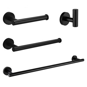 Agua Canada Daphne Matte Black 4-Piece Modern Round Bathroom Accessory Set