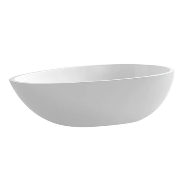 Agua Canada Foho 28 x 18-in Matte White Composite Oval Vessel Sink