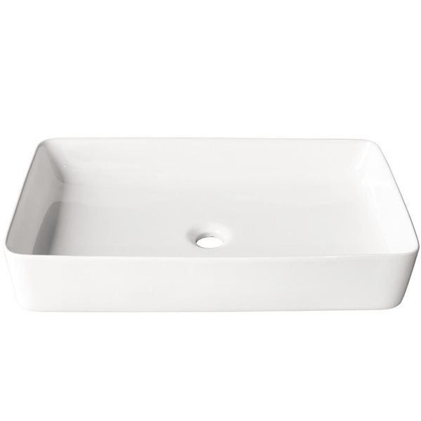 Vasque Futilo d'Agua Canada rectangle en porcelaine blanche brillante 25,6 x 15,75 po