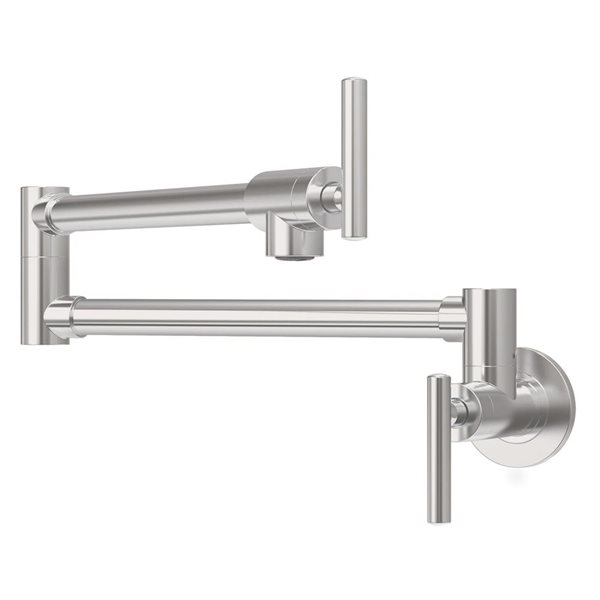 Agua Canada Mannox Brushed Nickel 2-Handle Wall Mount Pot Filler Kitchen Faucet