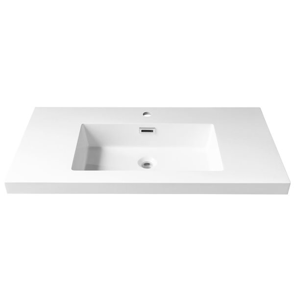 Agua Canada Lancelot 18 x 35-in Glossy White Acrylic Semi-Recessed Rectangular Vessel Sink