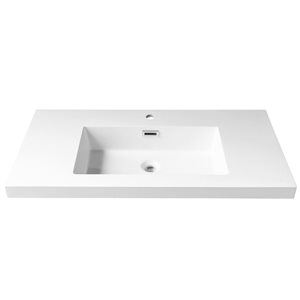 Agua Canada Lancelot 18 x 35-in Glossy White Acrylic Semi-Recessed Rectangular Vessel Sink