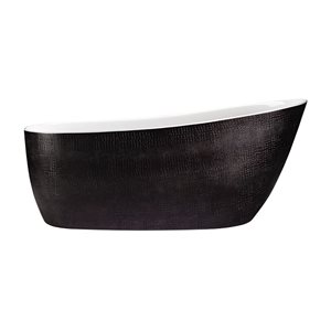 Agua Canada Bosco 68-in Matte Black Acrylic Oval Freestanding Bathtub w/ Centre Drain and Overflow