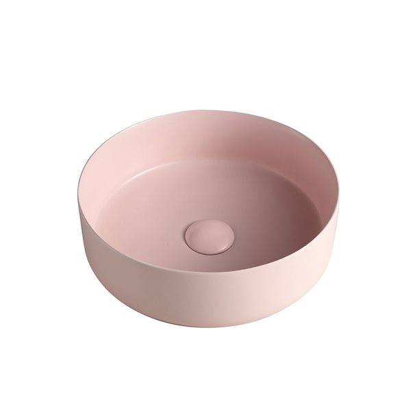 Vasque Frido d'Agua Canada rond 14 po diamètre en porcelaine, rose mat