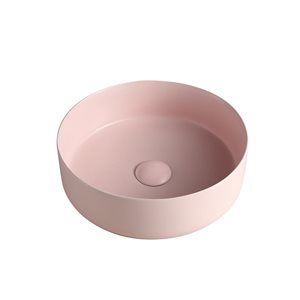 Vasque Frido d'Agua Canada rond 14 po diamètre en porcelaine, rose mat