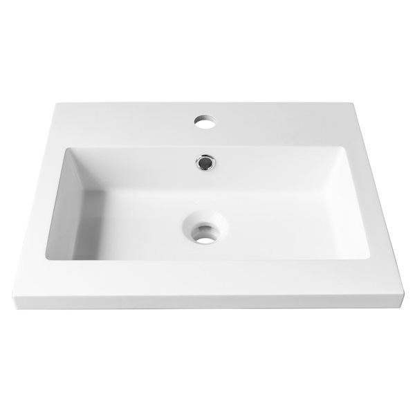 Agua Canada Leandro 18 x 24-in Glossy White Acrylic Semi-Recessed Rectangular Vessel Sink