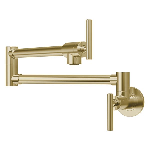 Agua Canada Mannox Brushed Gold 2-Handle Wall Mount Pot Filler Kitchen Faucet